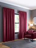 Fusion Burgundy Red Galaxy Room Darkening Woven Pair of Pencil Pleat Curtains
