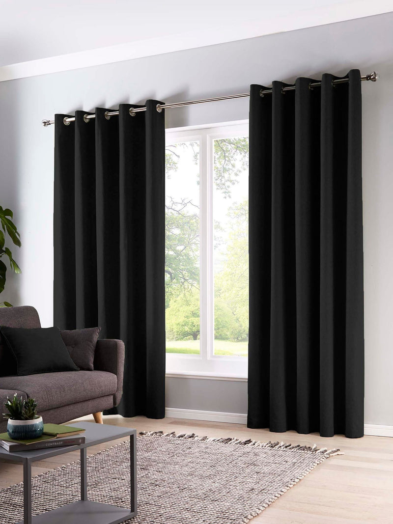 Fusion Black Sorbonne Light Filtering Eyelet Curtains