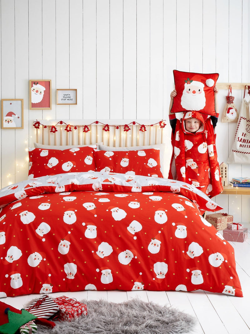 Fusion Red Happy Santa Christmas duvet cover set - British product
