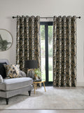 Laurence Llewelyn-Bowen black paradise palm jacquard eyelet curtains, imported from the UK