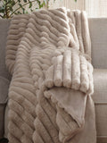 Appletree natural Morritz faux fur bedspread, imported from the UK