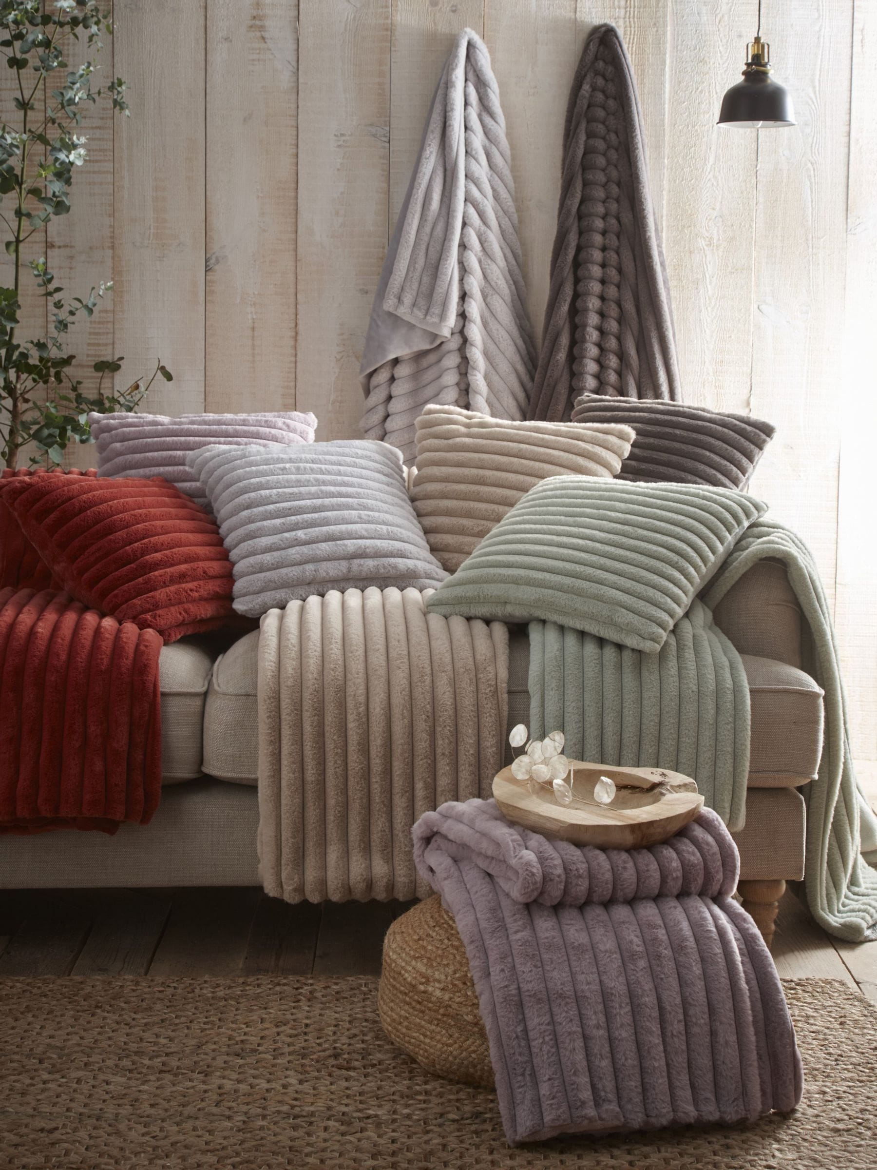 Appletree natural Morritz faux fur bedspread, imported from the UK