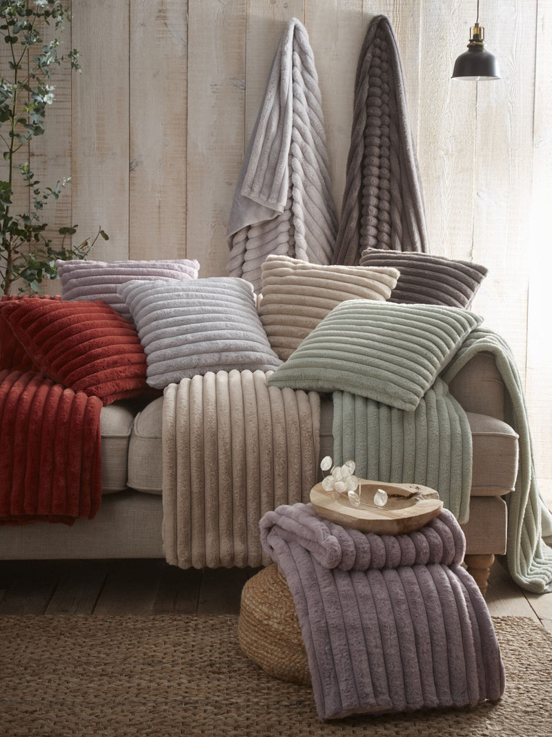 Appletree natural Morritz faux fur bedspread, imported from the UK