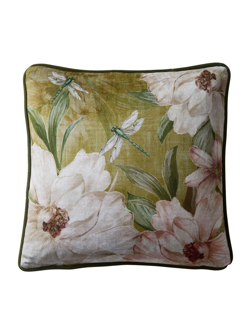 Appletree Olive Fiorella velvet cushion 43cm, imported from the UK