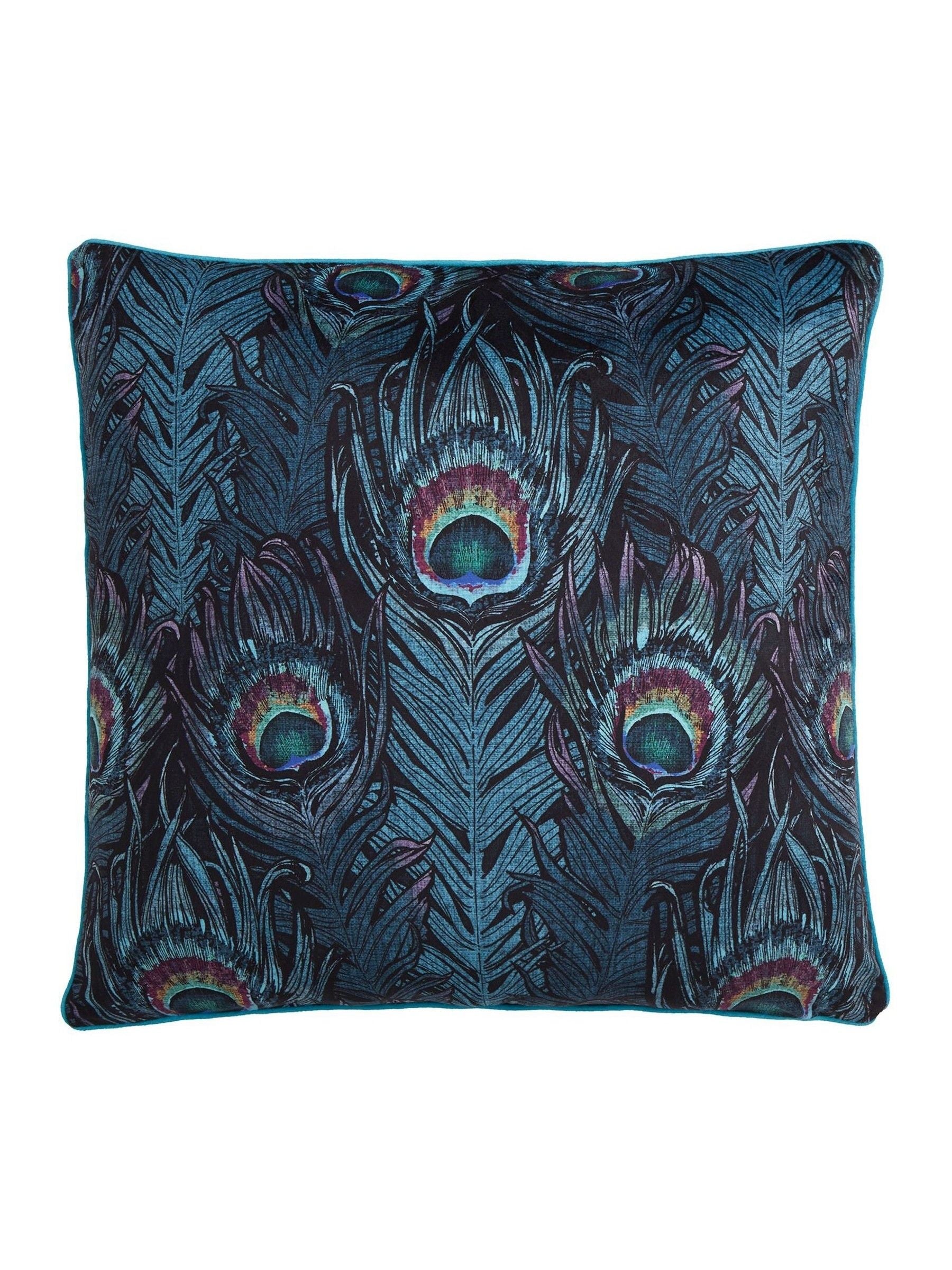 Laurence Llewelyn-Bowen peacock jacquard cushion 55x55cm (British brand)