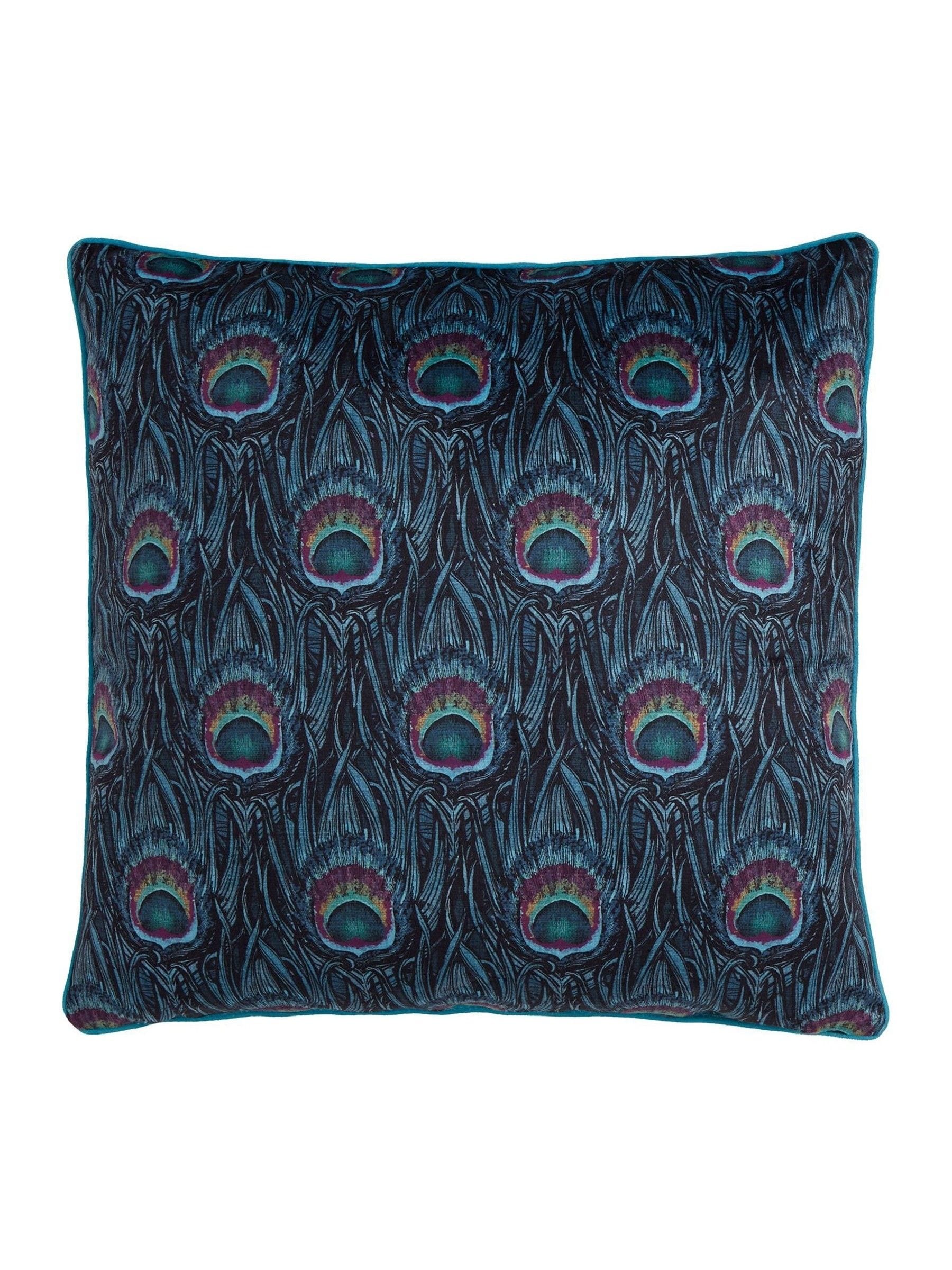 Laurence Llewelyn-Bowen peacock jacquard cushion 55x55cm (British brand)