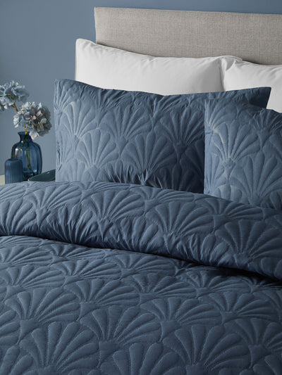 Next Serene Dark Blue Cavali Quilted Duvet Cover Set- Buy online at McGrocer
