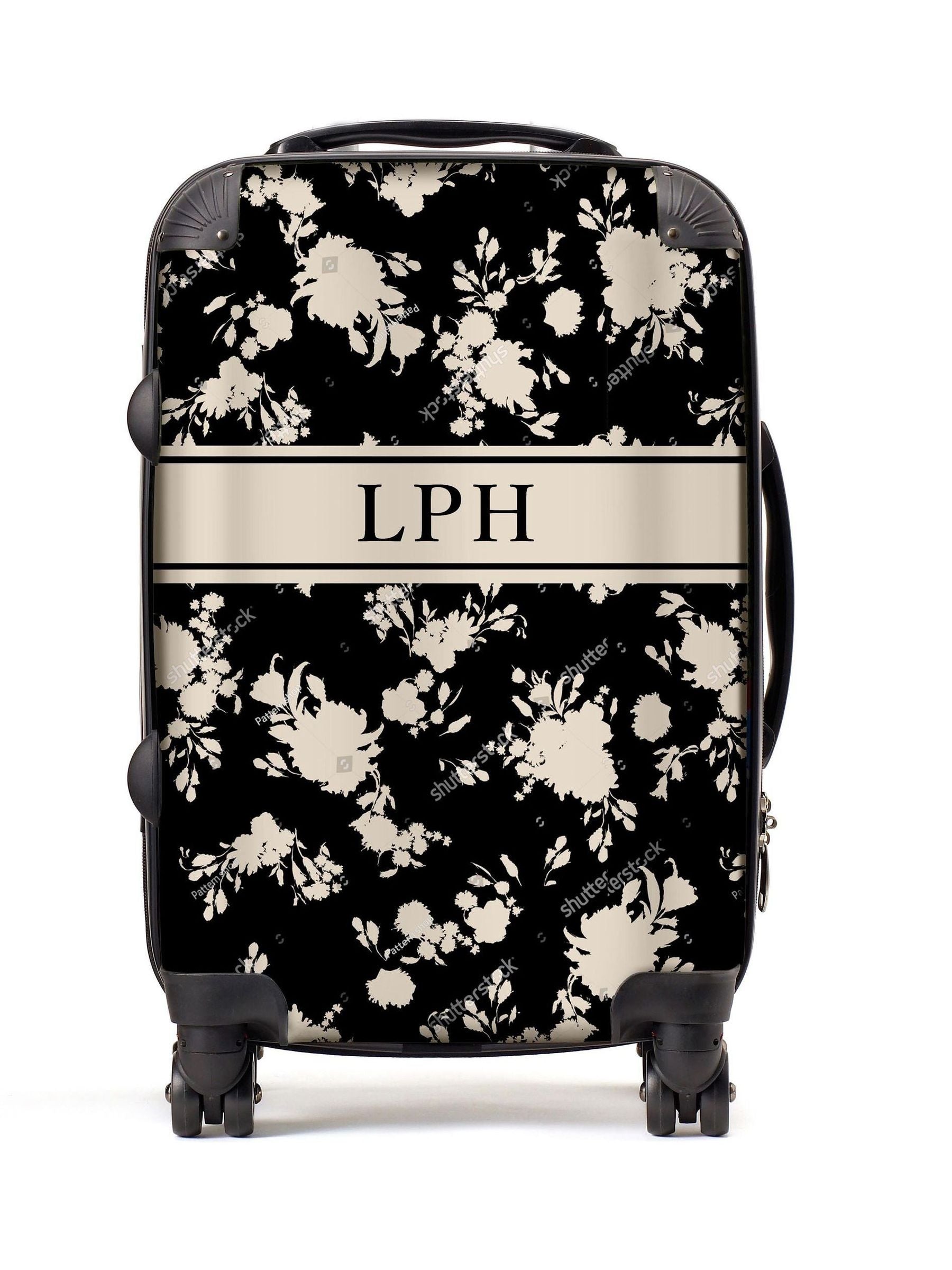 Koko Blossom personalised Lyra suitcase black cream floral - British product