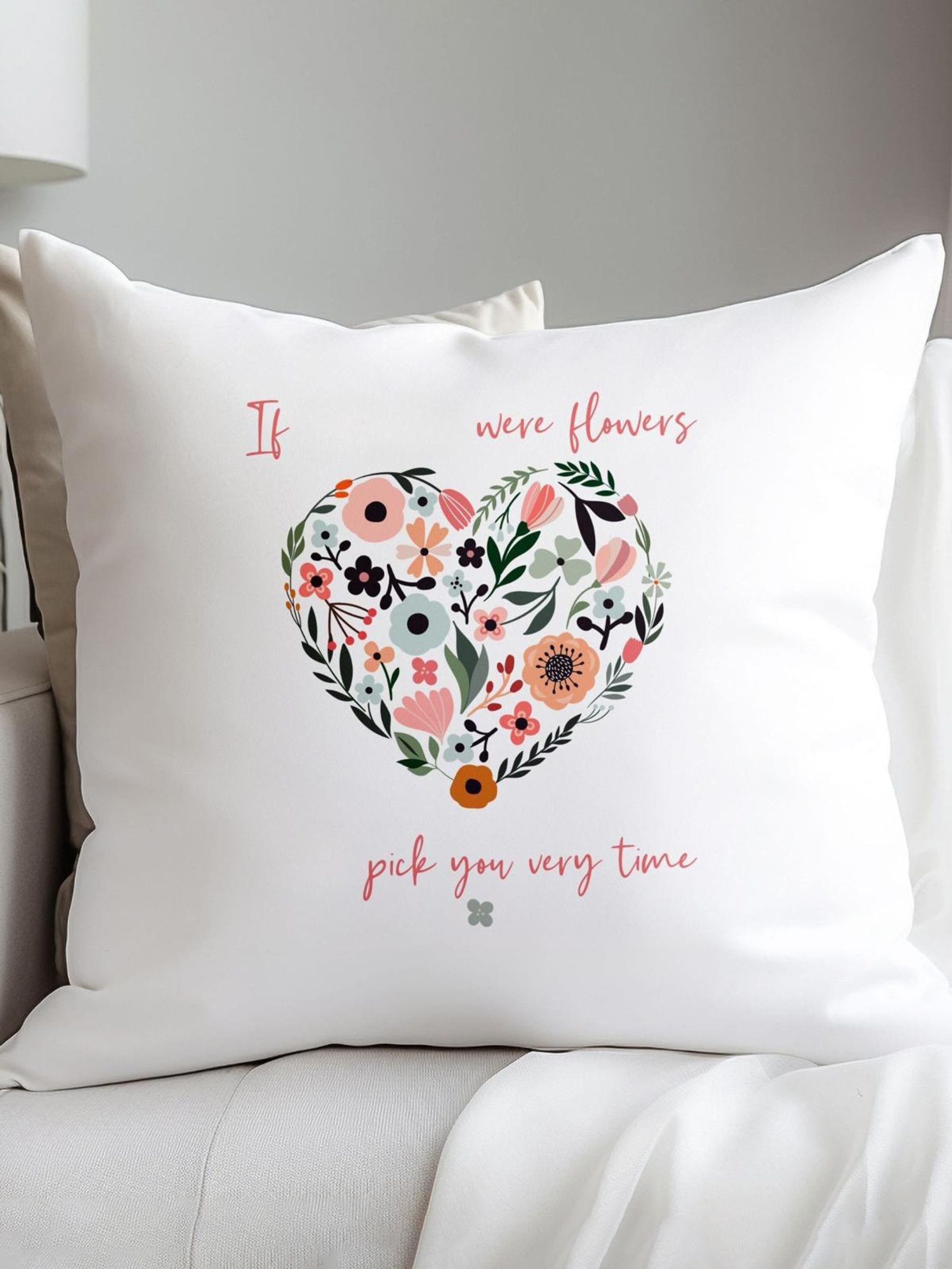 Koko Blossom personalised floral heart cushion 45x45cm, UK version