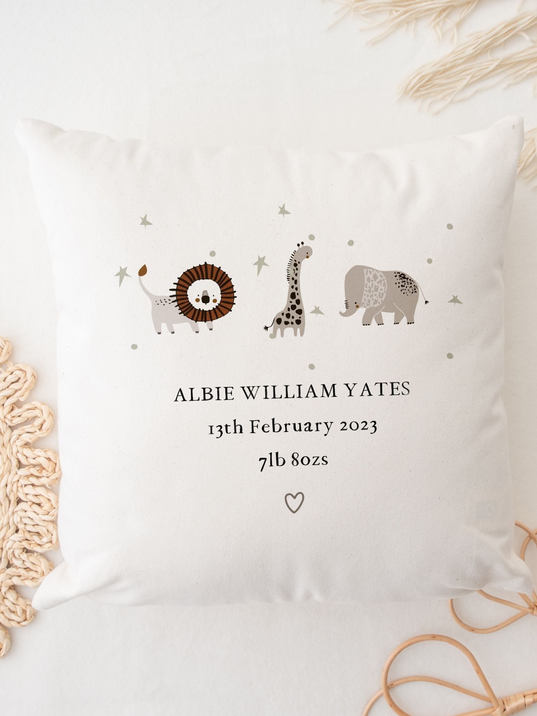 Koko Blossom personalised safari cushion 45x45cm (British brand)