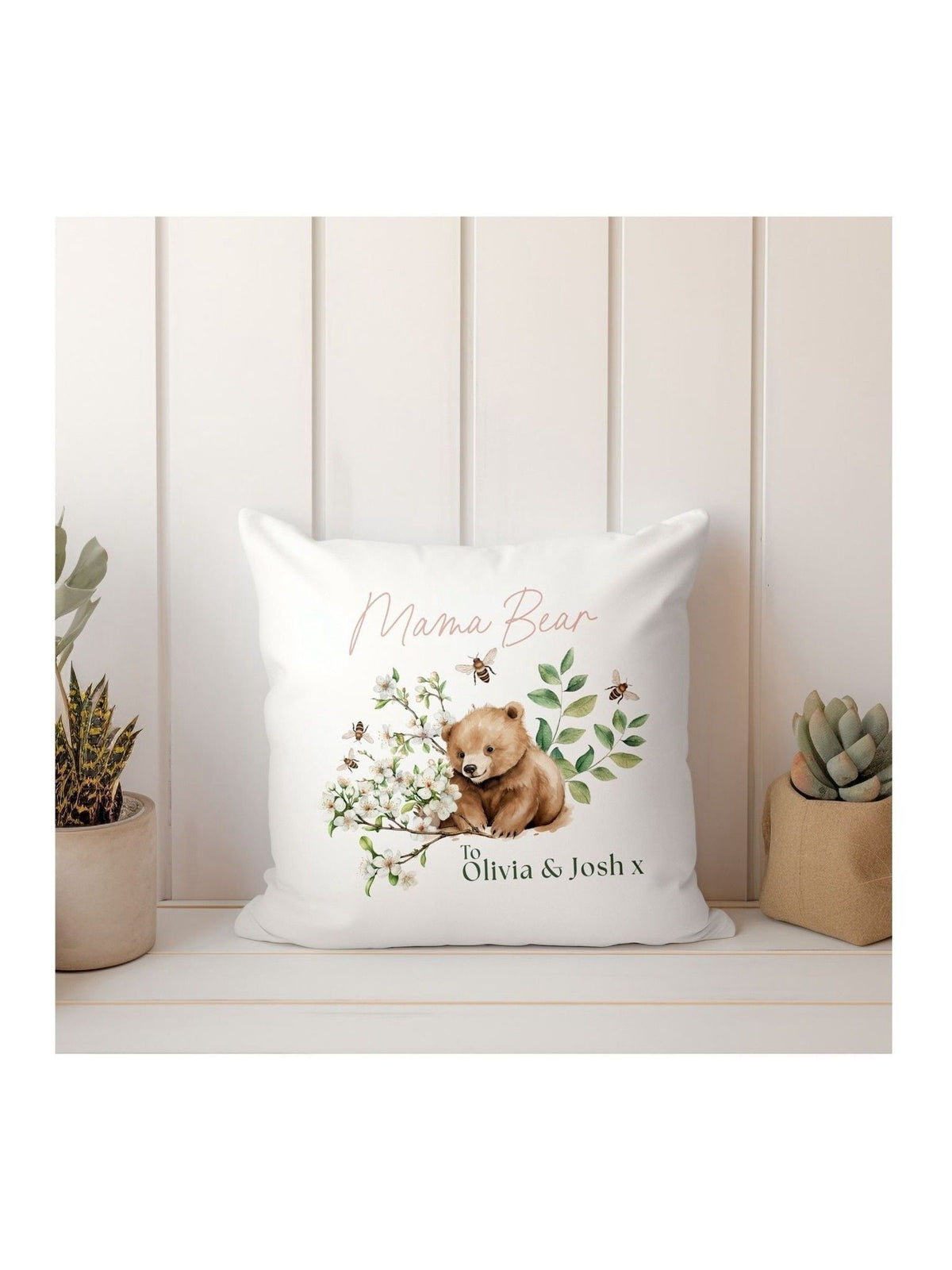 Koko Blossom personalised floral initial cushion 45x45cm - British product