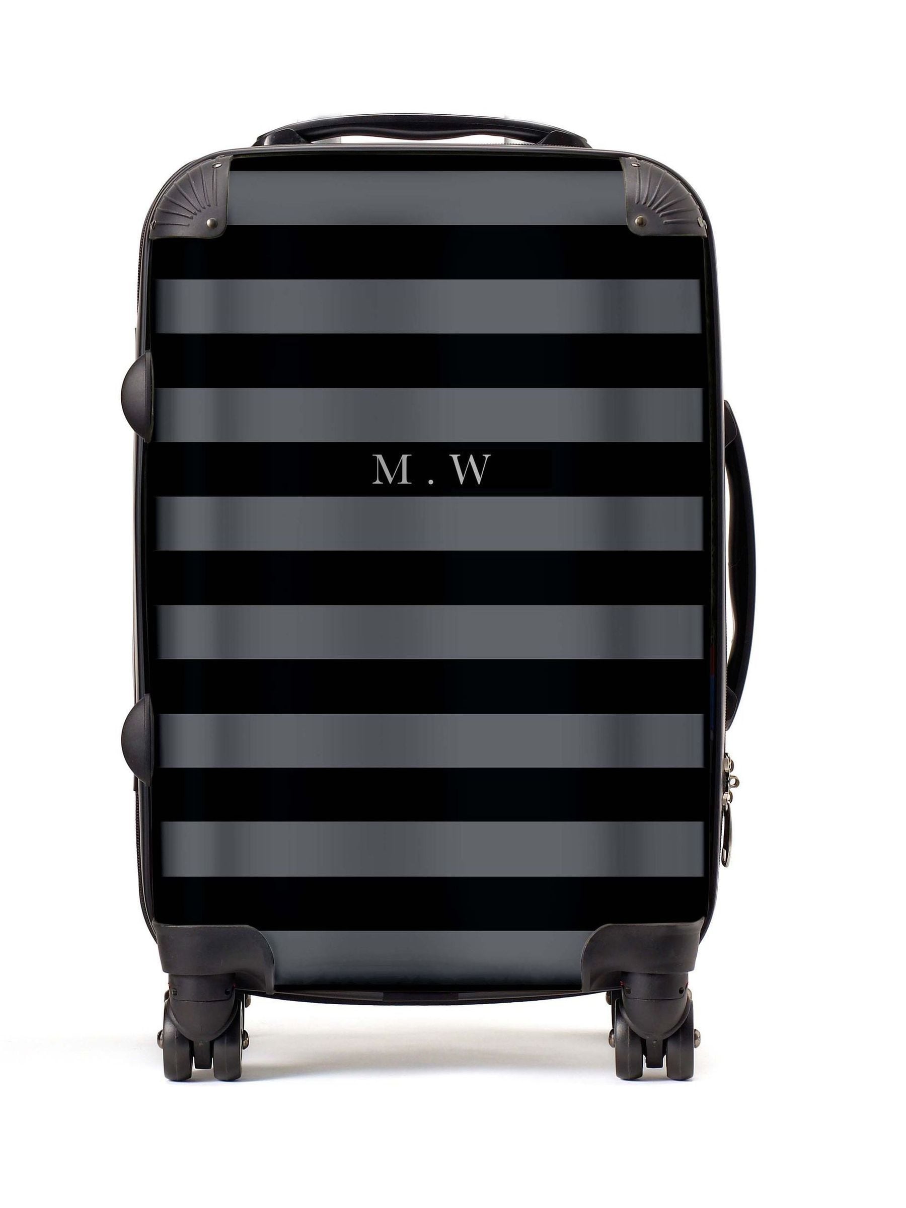Koko Blossom personalised suitcase grey black stripe, imported from the UK