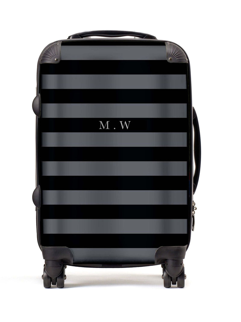 Koko Blossom personalised suitcase grey black stripe, imported from the UK