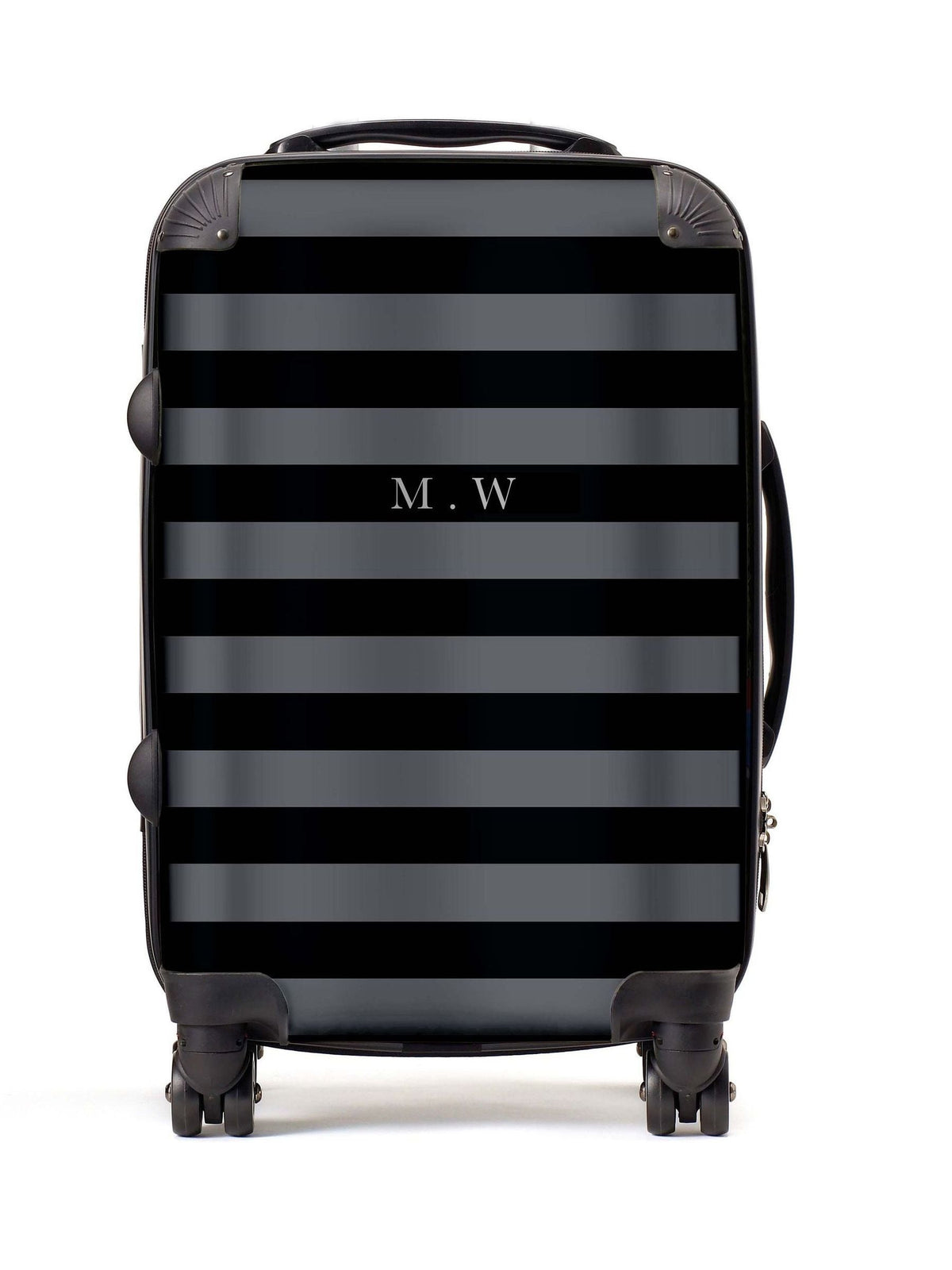 Koko Blossom personalised suitcase grey black stripe, imported from the UK