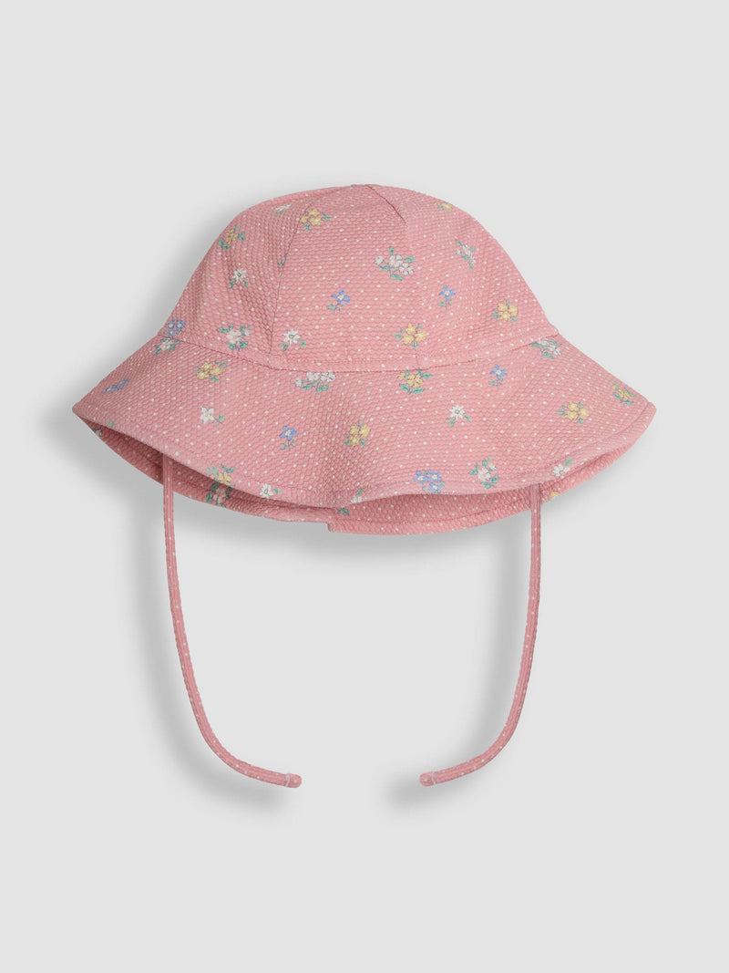 JoJo Maman Bébé pink ditsy floral floppy swim hat - British product