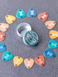 Oakdene personalised guitar plectrums in tin, UK version