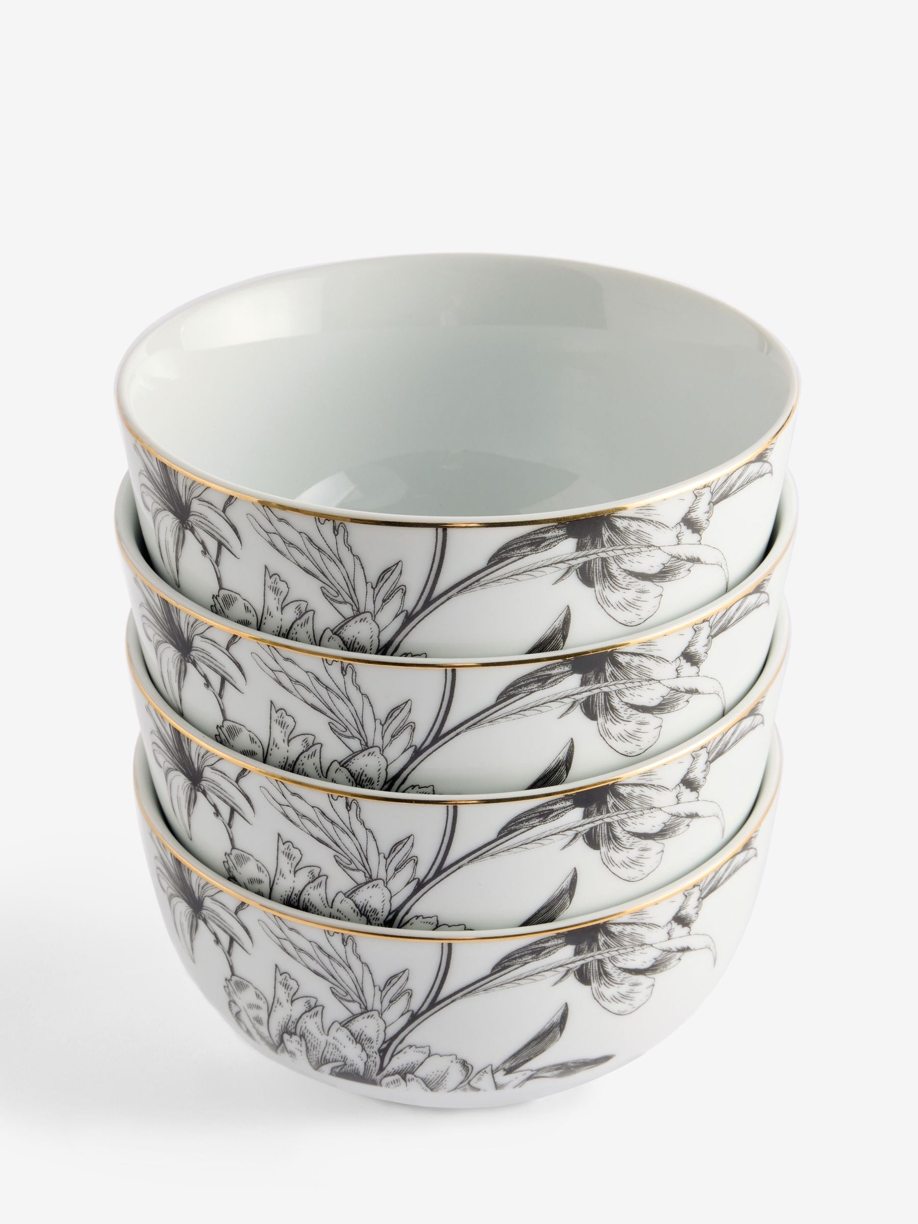 Lipsy white floral cereal bowls set of 4, UK version