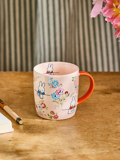 Next Fine China Mug with Hand-Drawn Miffy Rabbit Design in Pink and Red- Buy online at McGrocer