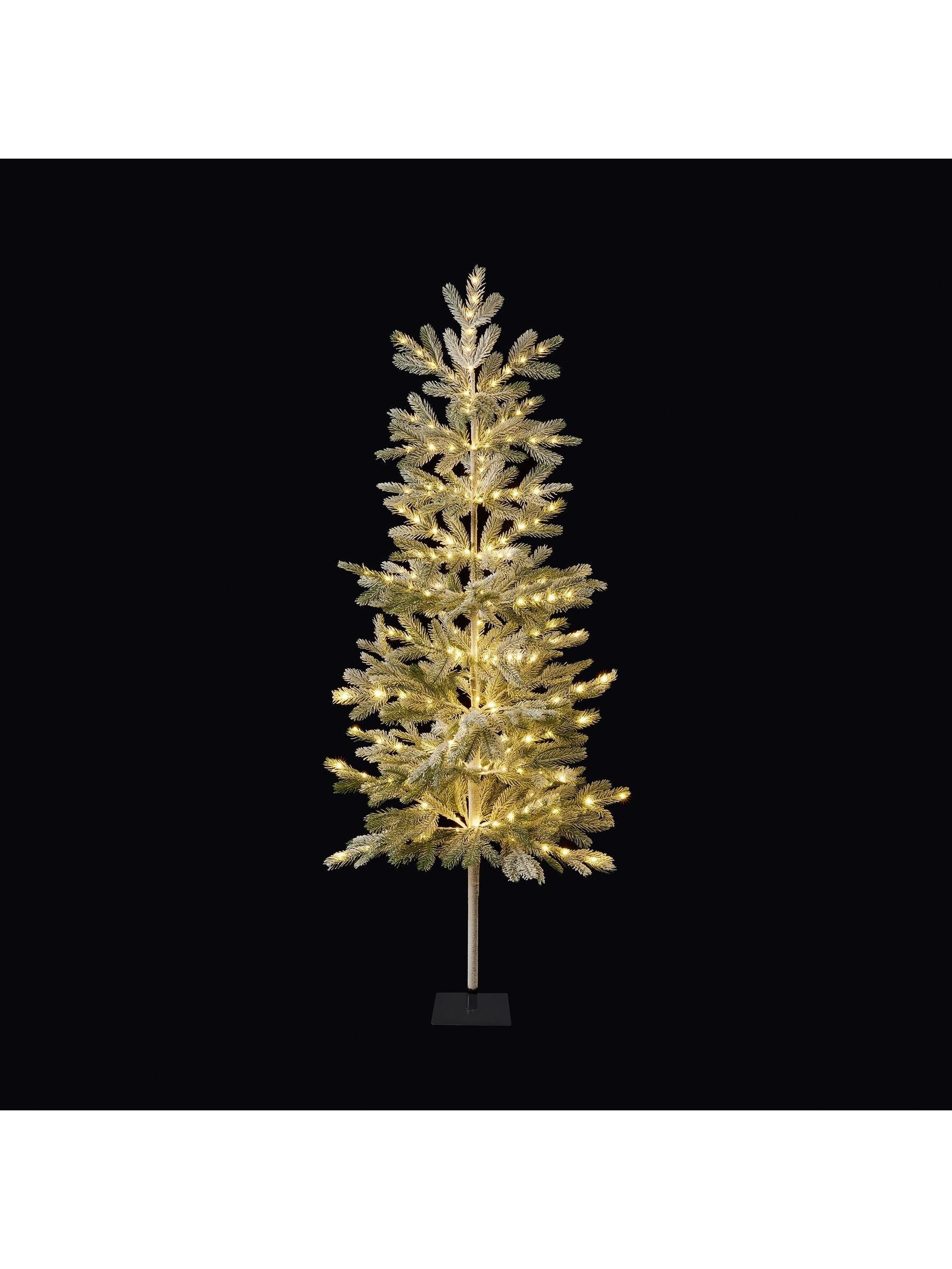 Premier Decorations Green Snowy Pre Lit Slim 4ft Christmas Tree with Warm White Lights