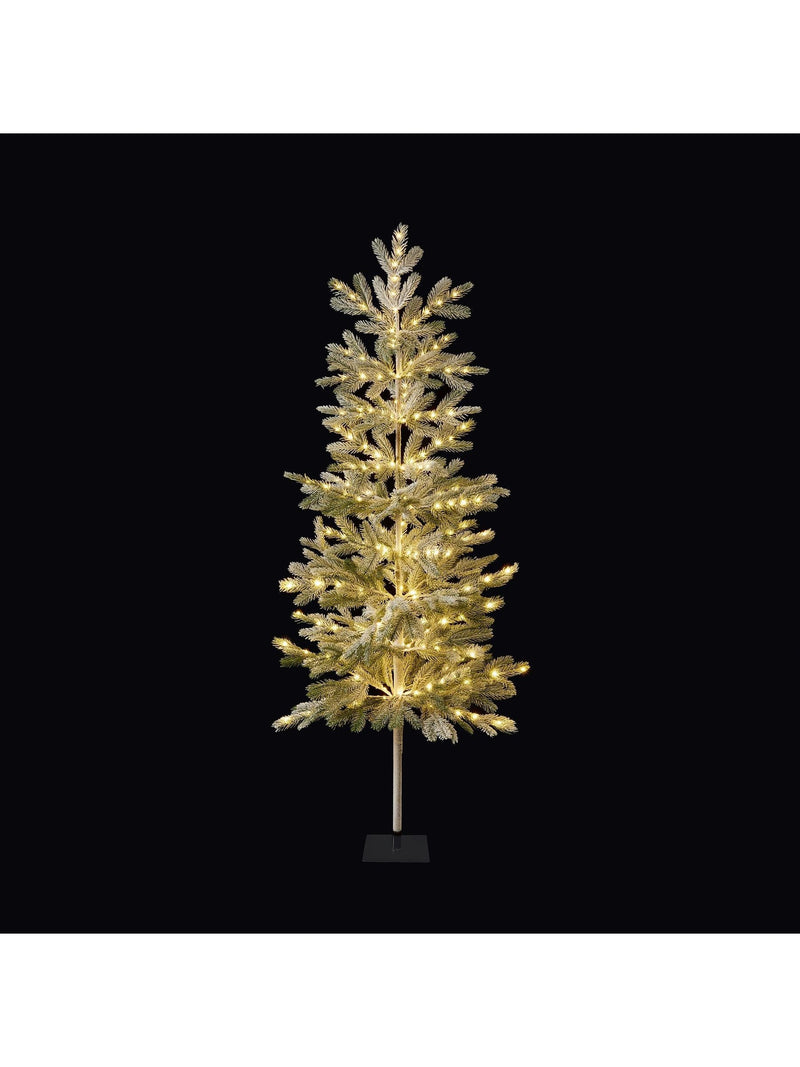 Premier Decorations Green Snowy Pre Lit Slim 4ft Christmas Tree with Warm White Lights
