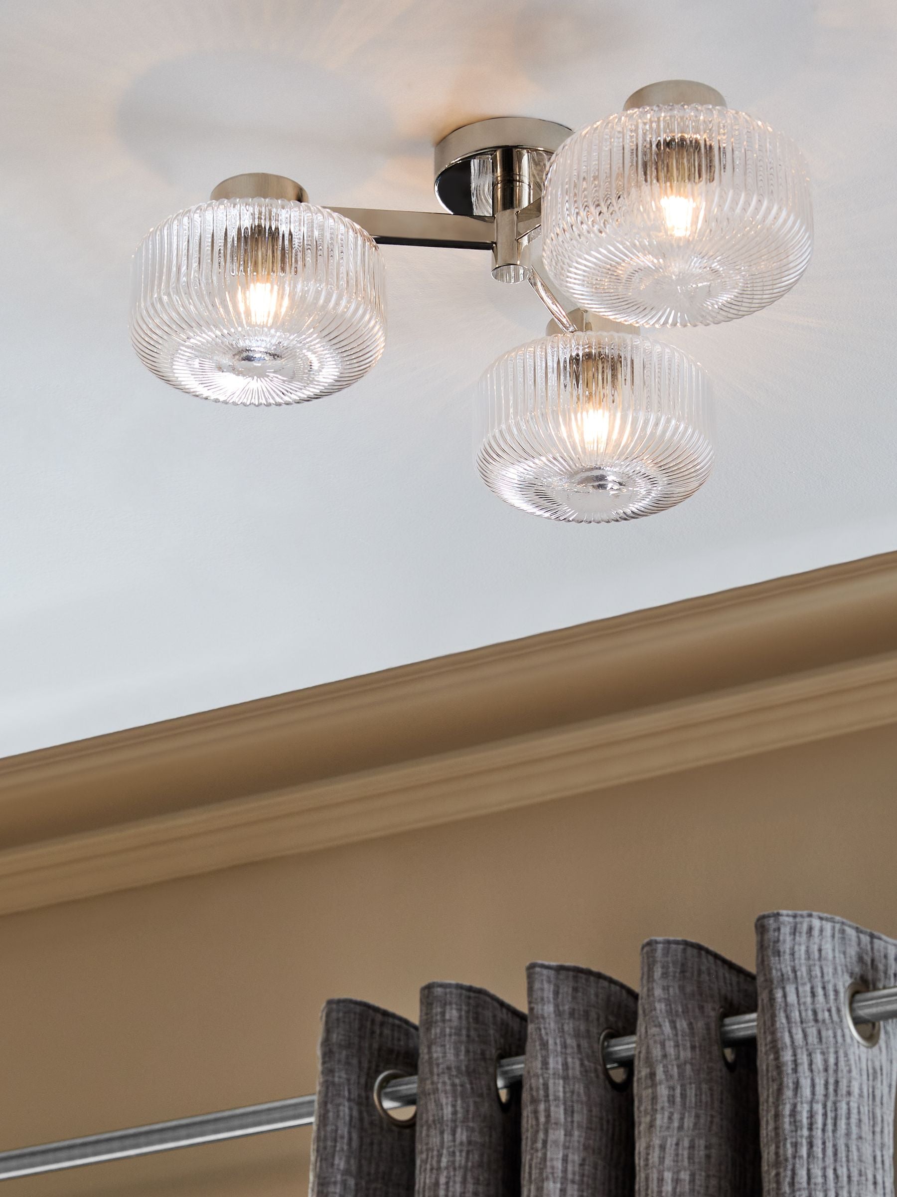 Chrome Lexington 3 Light Flush Flush Fitting Ceiling Light