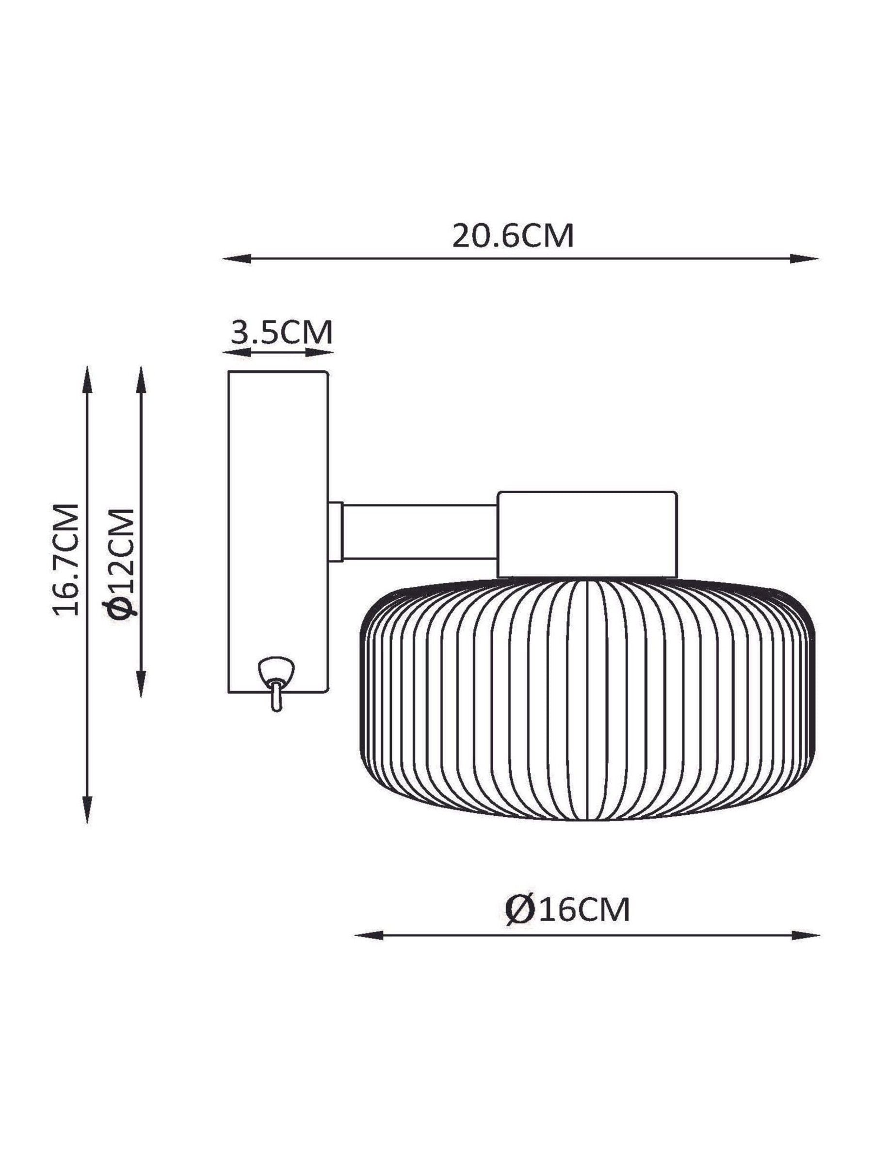 Brass rechargeable Lexington wall light with ribbed glass shade, imported from the UK