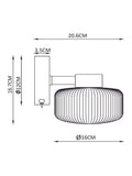 Brass rechargeable Lexington wall light with ribbed glass shade, imported from the UK