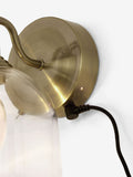 Gloucester wall light with clear glass and brass accents, UK version