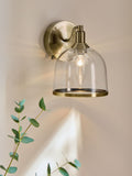 Gloucester wall light with clear glass and brass accents, UK version