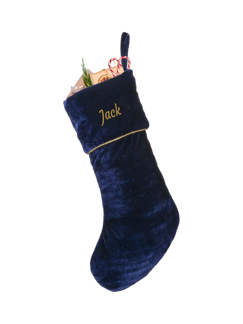 Dibor velvet Christmas stocking midnight blue, imported from the UK