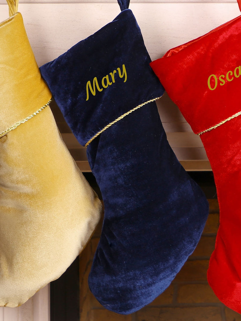 Dibor velvet Christmas stocking midnight blue, imported from the UK