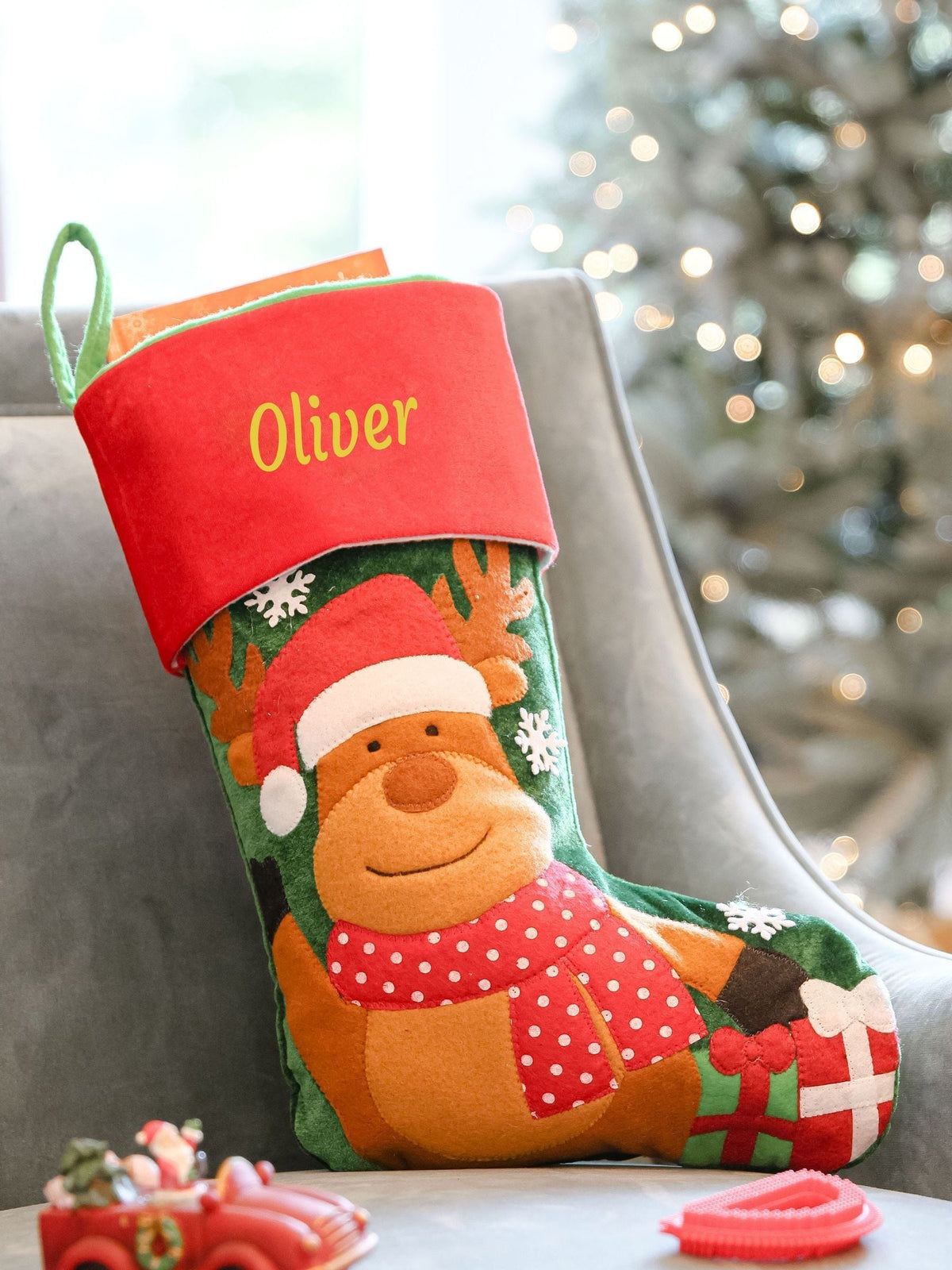 Dibor personalised Christmas stocking plush velvet - British product