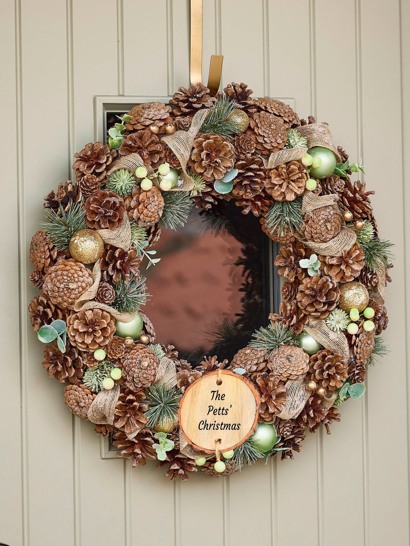 Dibor personalised luxury pinecone wreath 50cm - British product