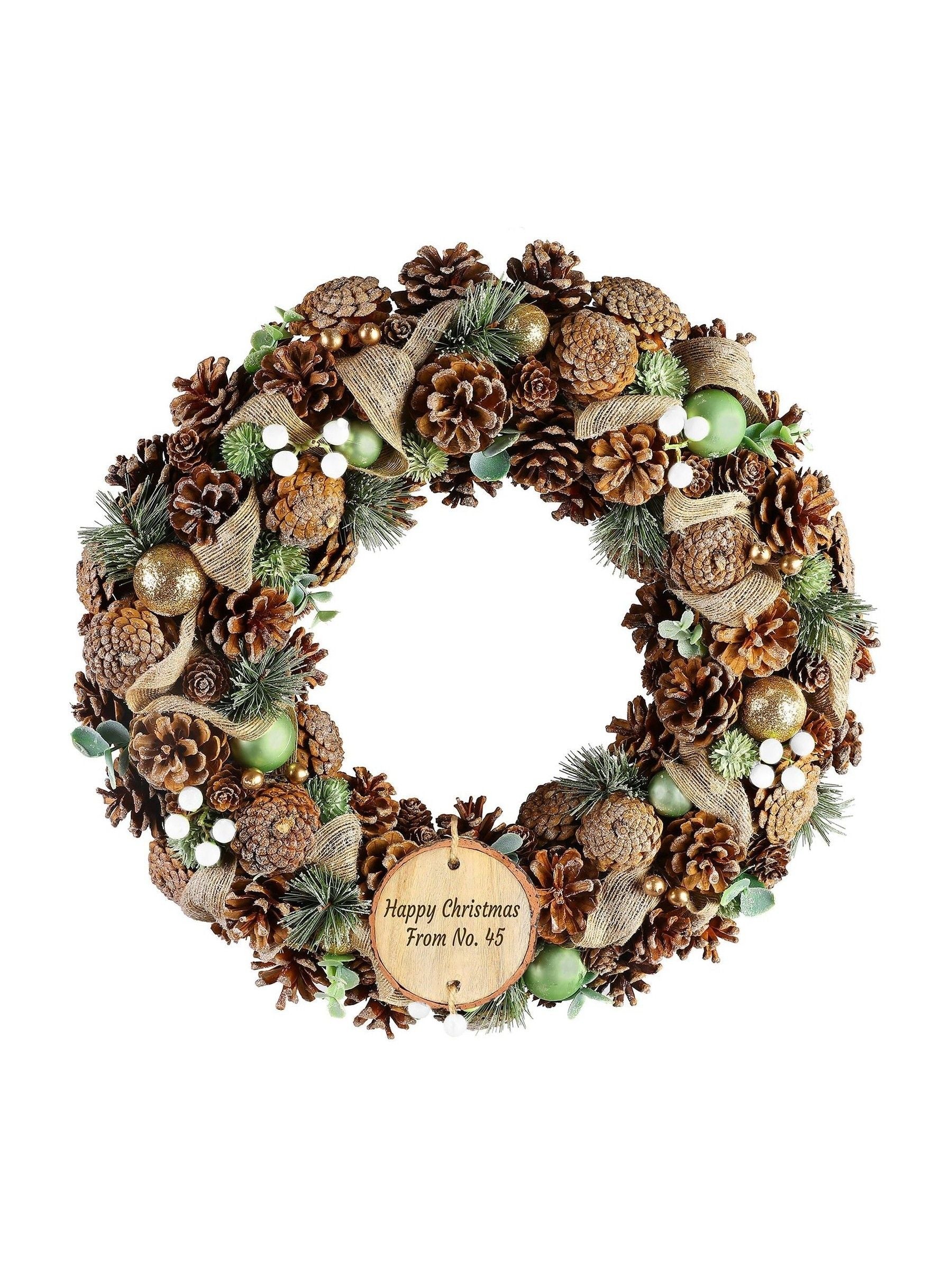 Dibor personalised luxury pinecone wreath 50cm - British product