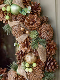 Dibor personalised luxury pinecone wreath 50cm - British product