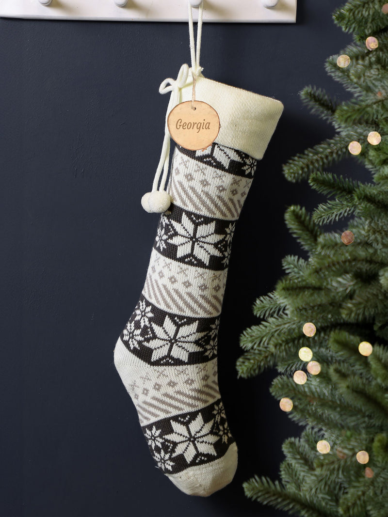 Dibor personalised Christmas stocking 62cm Nordic fairisle - British product