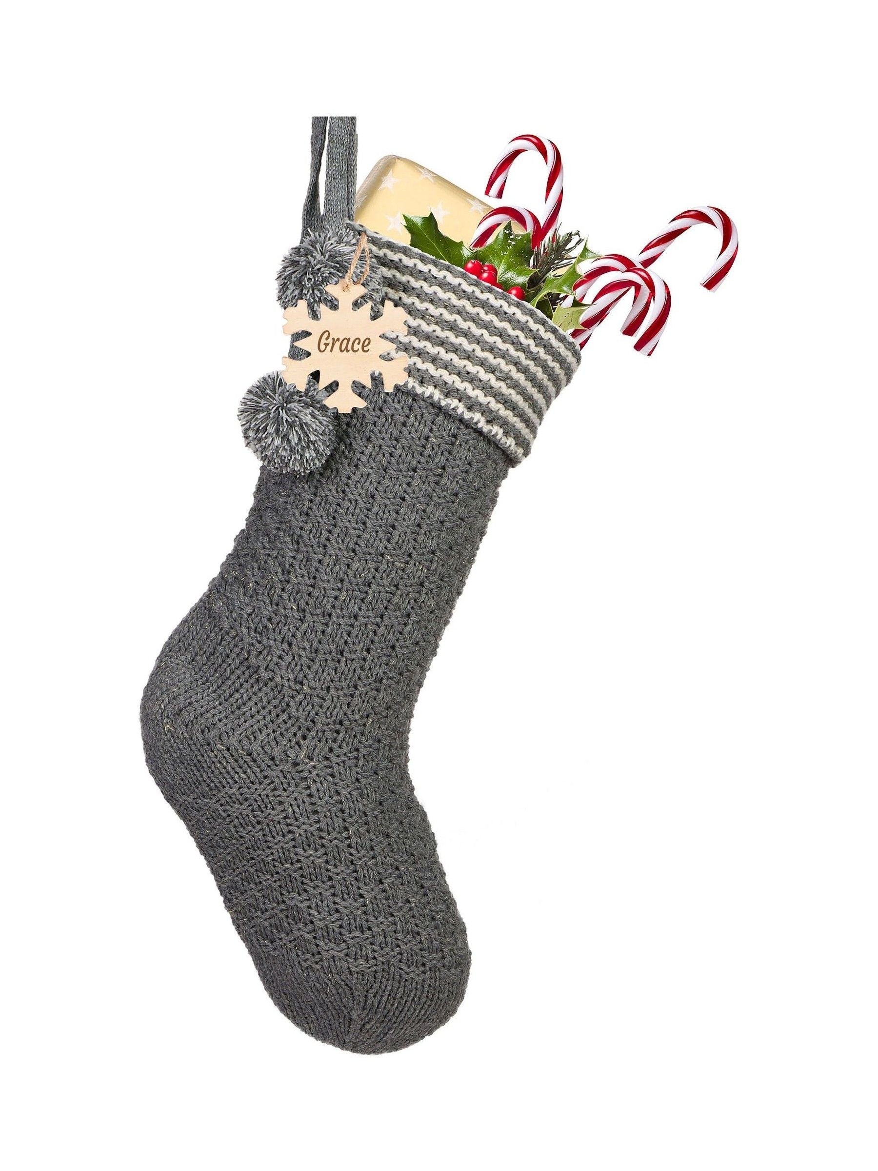 Dibor personalised Christmas stocking with name tag 48cm - British product