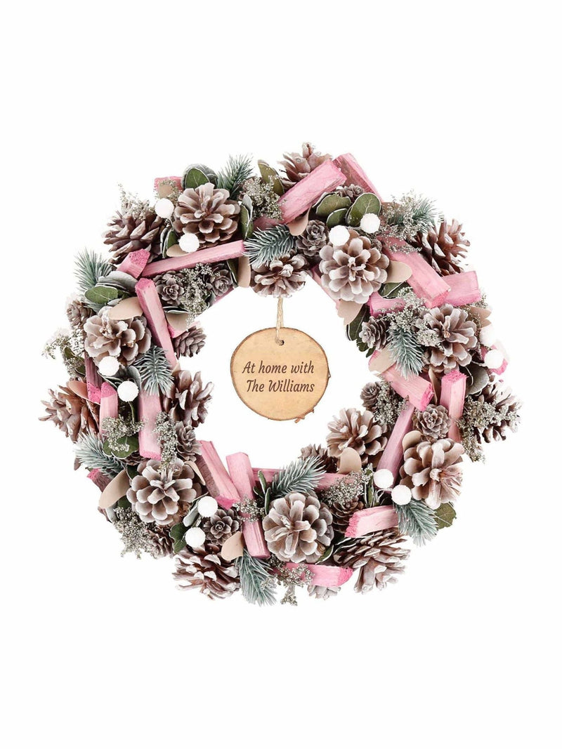 Dibor personalised Christmas wreath with pinecones 34cm, imported from the UK