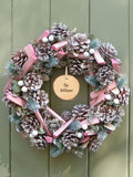 Dibor personalised Christmas wreath with pinecones 34cm, imported from the UK
