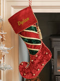 Dibor personalised velvet Christmas stocking, imported from the UK