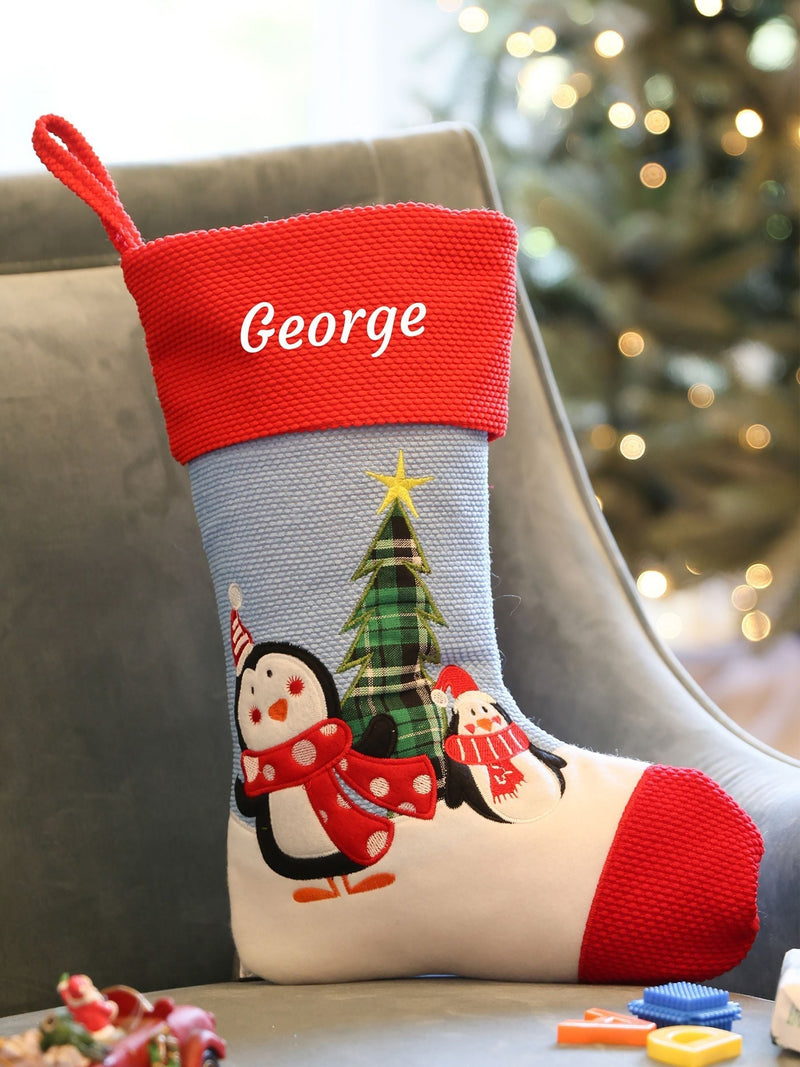 Dibor Christmas stocking with penguin pals H41cm - British product