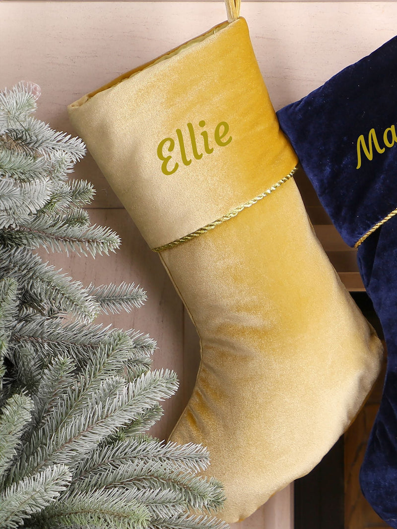 Dibor personalised velvet Christmas stocking H46xW26cm - British product