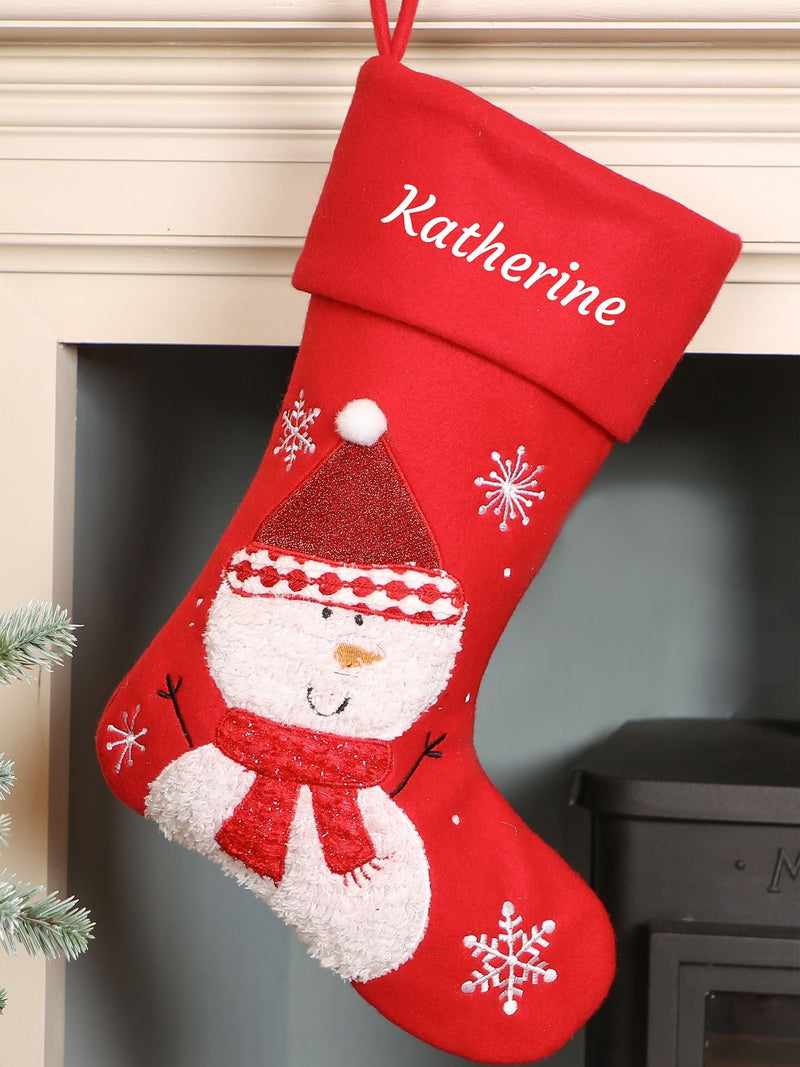Dibor personalised Christmas stocking with snowman H40cm - British product
