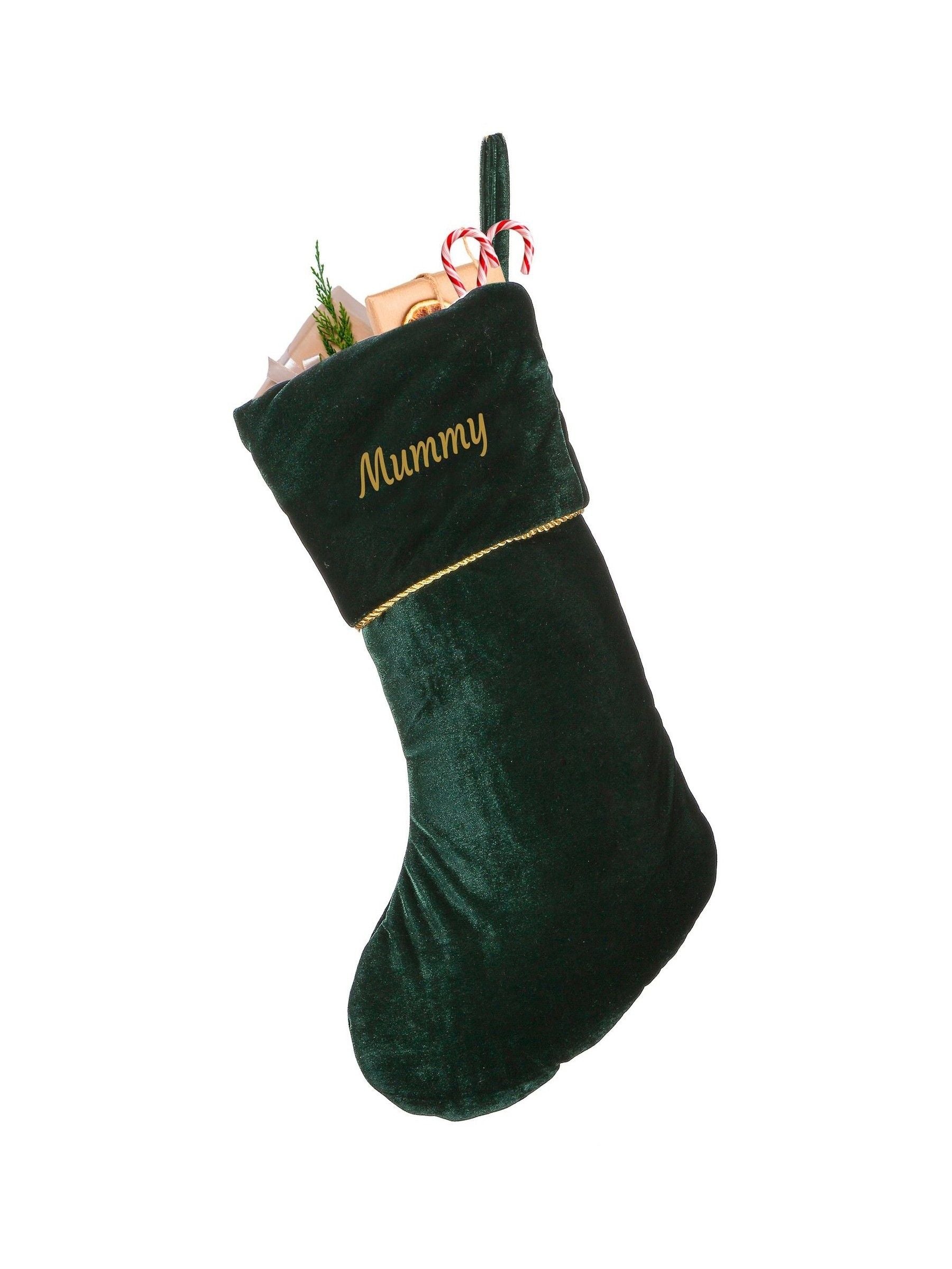 Dibor emerald green velvet Christmas stocking 46x26cm - British product