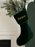 Dibor emerald green velvet Christmas stocking 46x26cm - British product