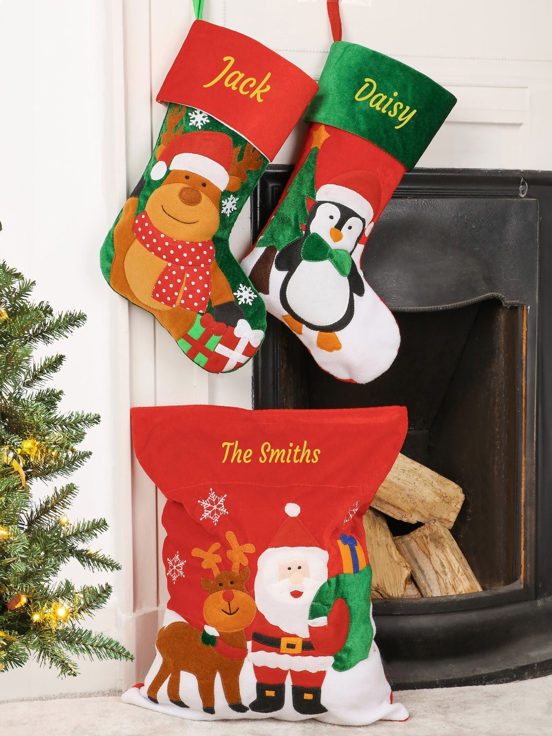 Dibor personalised Christmas stocking 46x28cm - British product