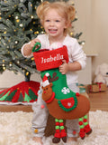Dibor personalised reindeer Christmas stocking with embroidery, H56cm (British brand)