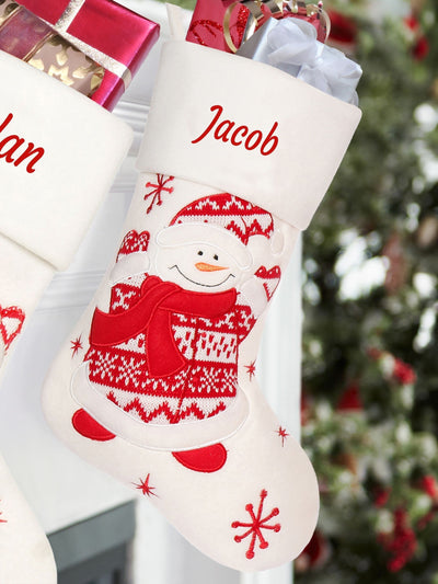 Next Dibor Personalised White Snowman Christmas Stocking H40 x W20cm- Buy online at McGrocer
