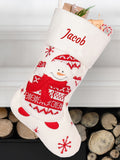 Dibor white snowman Christmas stocking, imported from the UK