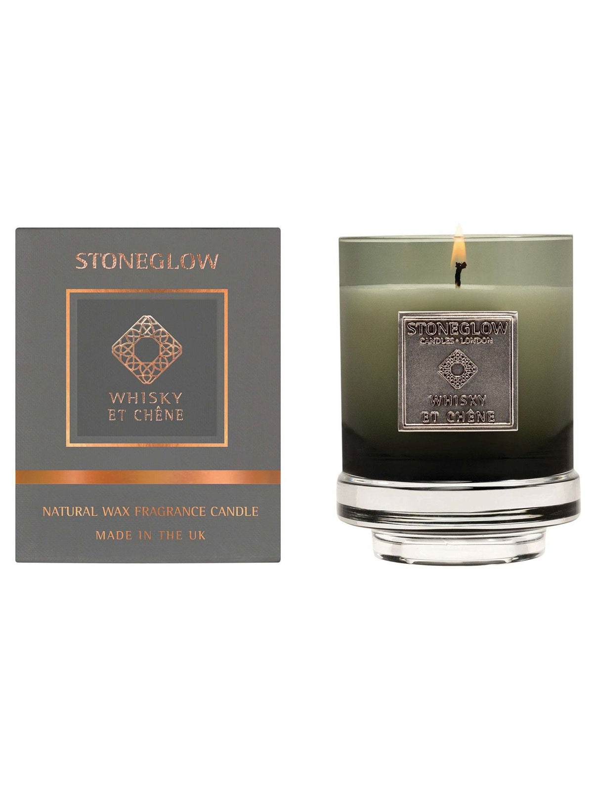Stoneglow Whisky et Chene Metallique scented candle (British brand)